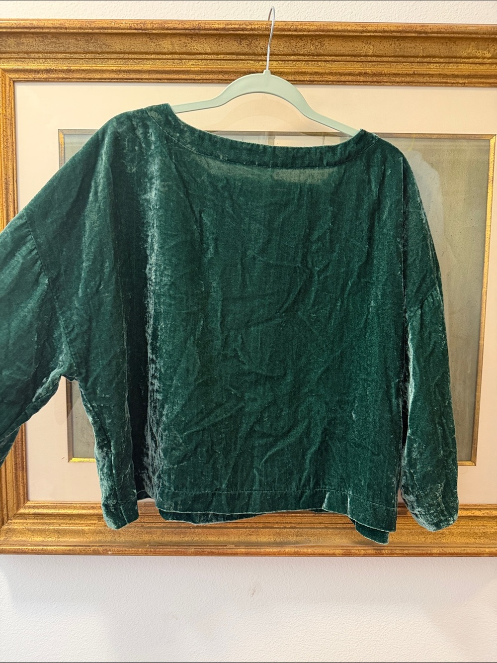 cupcakes & cashmere Emerald Green Velvet Scoop Neck Blouse - Picture 7 of 7
